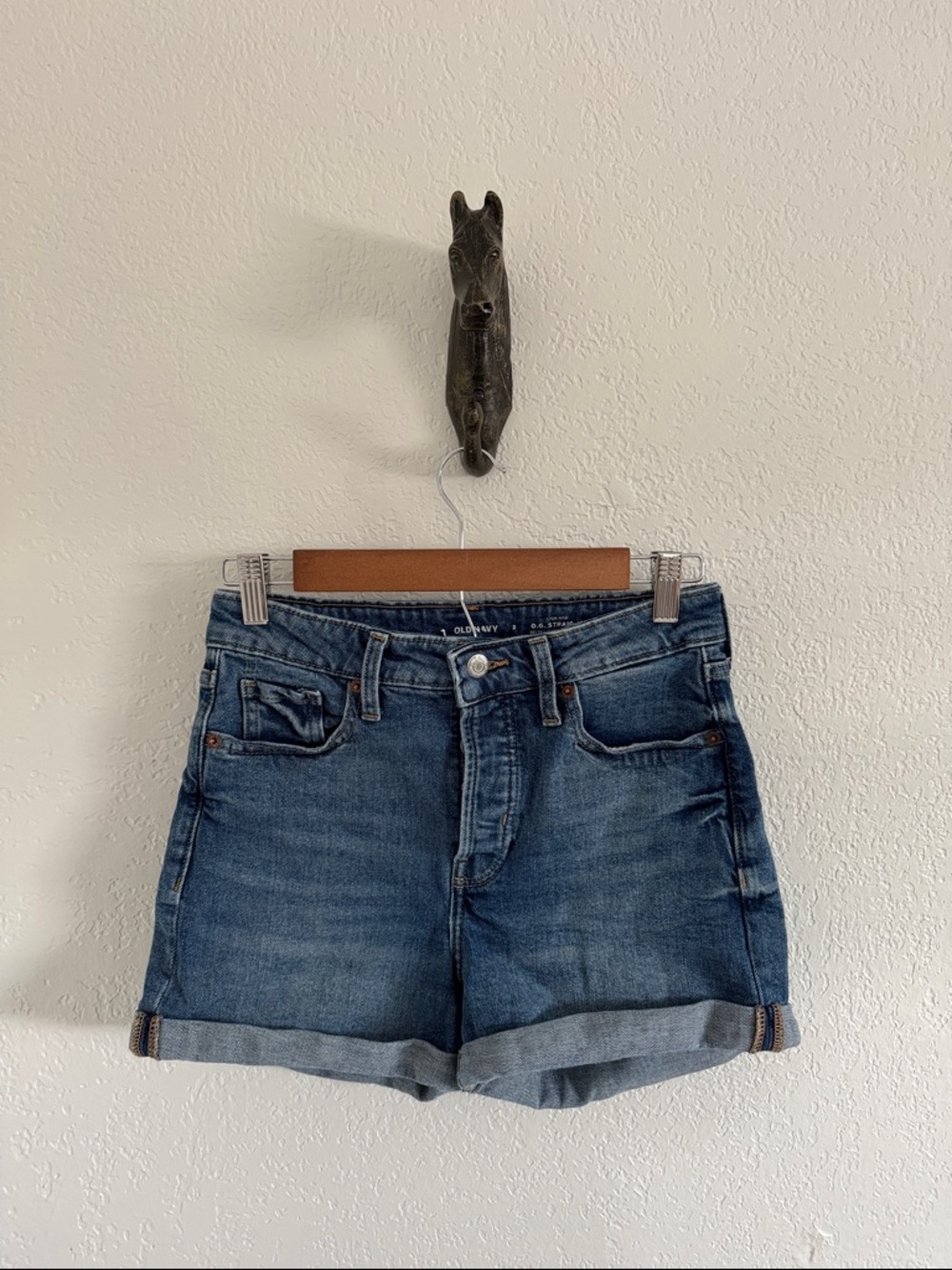 Old Navy Women's Dark Blue Denim Roll-Cuff Shorts